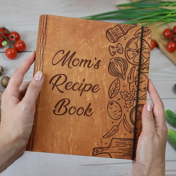 BEST SELLER❤️Personalized Family Wooden Recipe Book, Filled With Love & Memories Ideal Gifts for Grandma or Mom